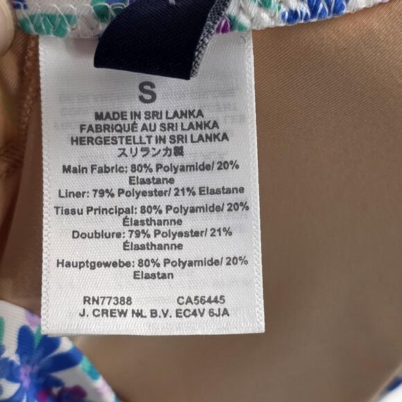J.Crew Bikini Top Womens Small Blue Purple Floral Triangle Ruffle New With Tags - Picture 4 of 4